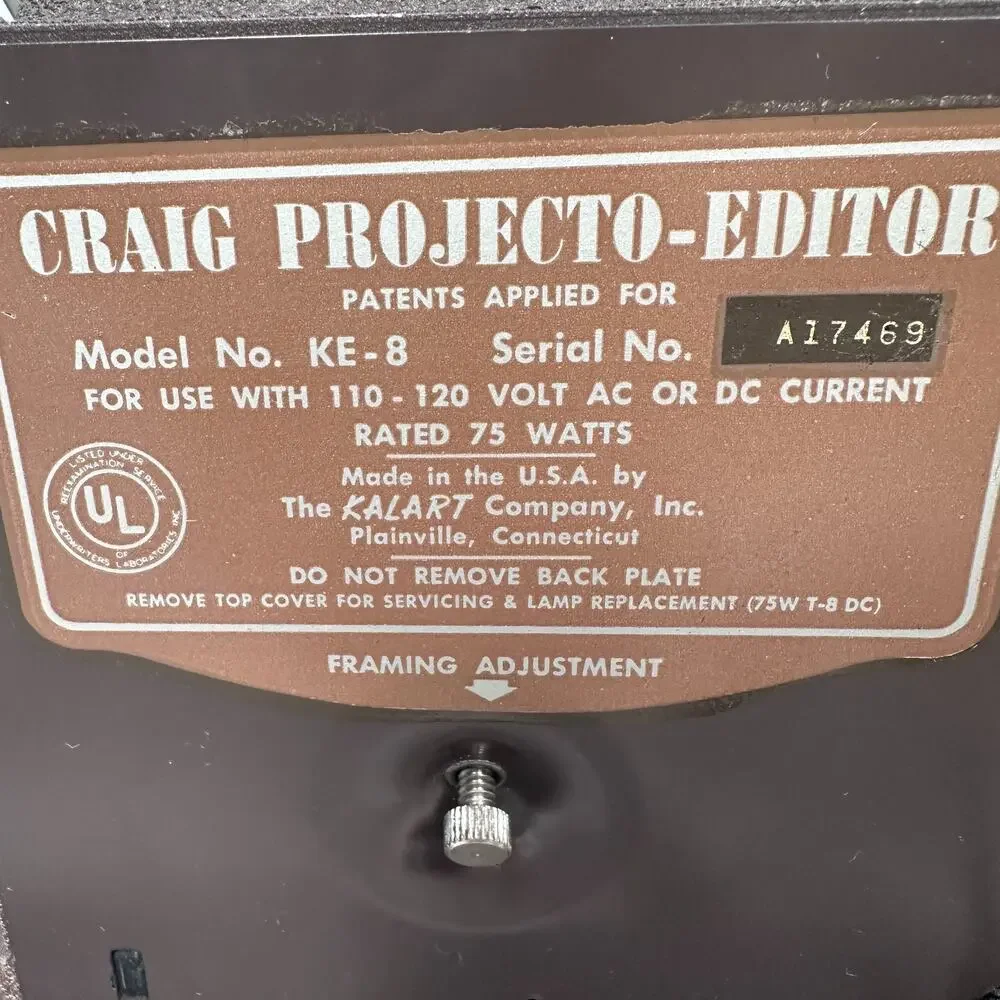 Vintage Kalart Craig Projecto-Editor KE-8 8mm‎ Movie Film Editor Viewer w/ Case